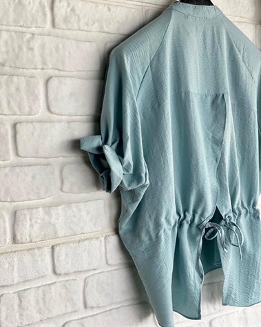 Kolları Fırfır Detaylı Bluz (Bebe Mavisi)