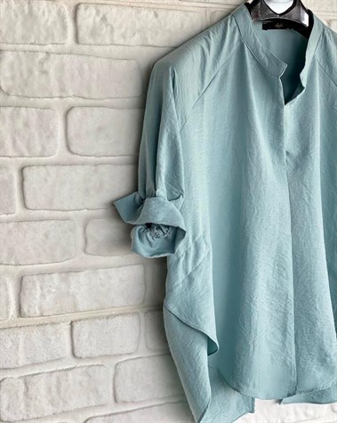 Kolları Fırfır Detaylı Bluz (Bebe Mavisi)
