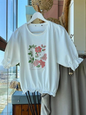 Kolları Poplin Detaylı Tshirt