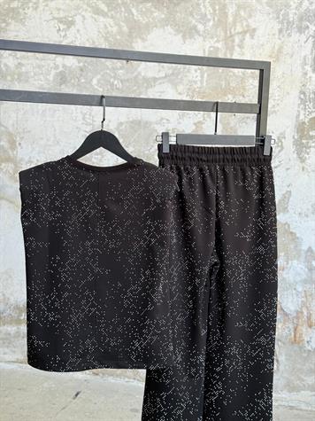 Komple Taş İşçilikli Vatkalı Takım  (Siyah)