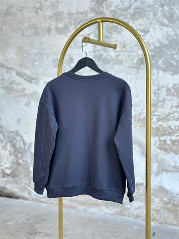 Kristal Sıra Taş İşçilikli Sweat (Antrasit)