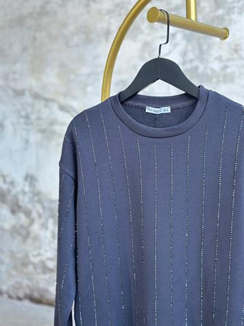 Kristal Sıra Taş İşçilikli Sweat (Antrasit)
