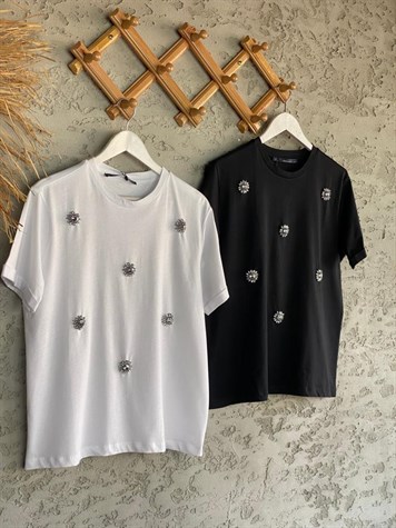 Kristal Taş Detaylı Tshirt (Siyah)