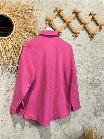 Kristal Taş İşçilikli Kaşe Gömlek (Pembe)