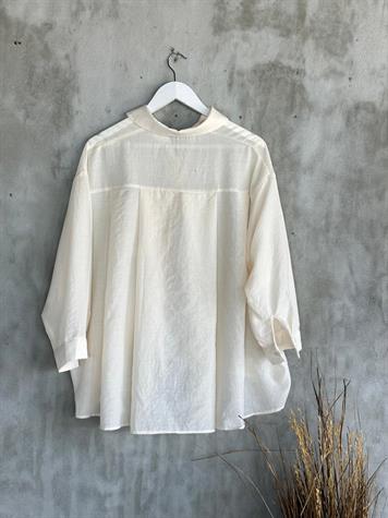 Kristal Taş İşçilikli Oversize Gömlek (Natural)