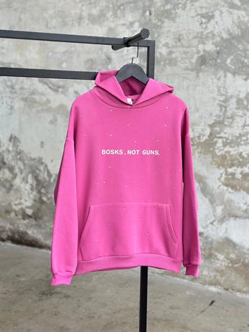 Kristal Taş İşçilikli Yazı Baskılı Sweat (Pembe)