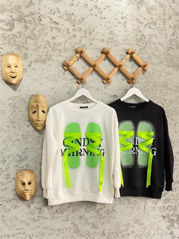 Kurdele Detaylı Sweat (Ekru)