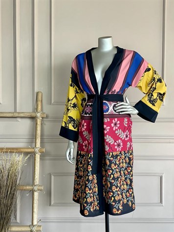 Kuşaklı Saten Kimono