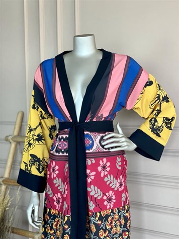 Kuşaklı Saten Kimono