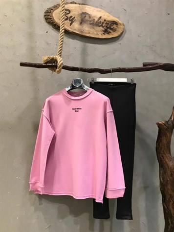 Lazer Kesikli Sweatshirt (PEMBE)