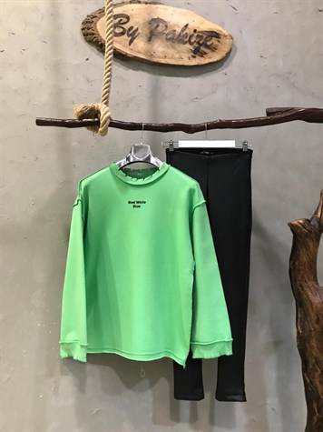 Lazer Kesikli Sweatshirt (YEŞİL)