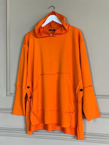 Lazer Kesim Düğme Detaylı Sweat (Oranj)