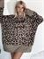 Leopar Desen Yırtık Detaylı Triko Kazak (Kahve)