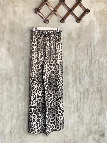 Leopar Desenli Gömlekli Saten Takım (Gri)