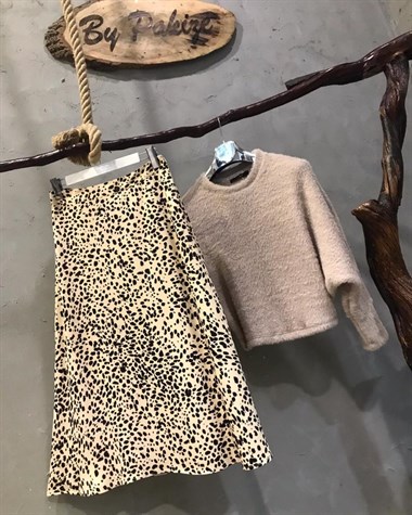 Leopar Saten Midi Boy Etek
