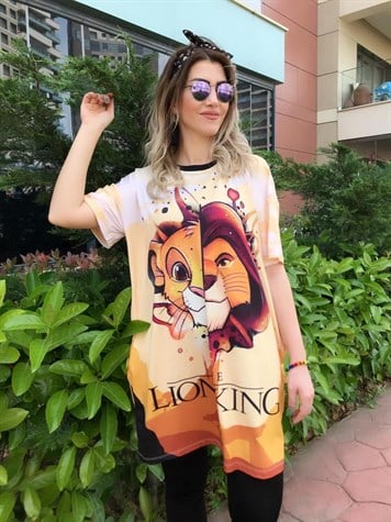 Lion King Desenli Tunik Elbise