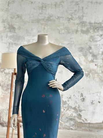 Madonna Yaka Tül Elbise (Zümrüt Yeşili) 