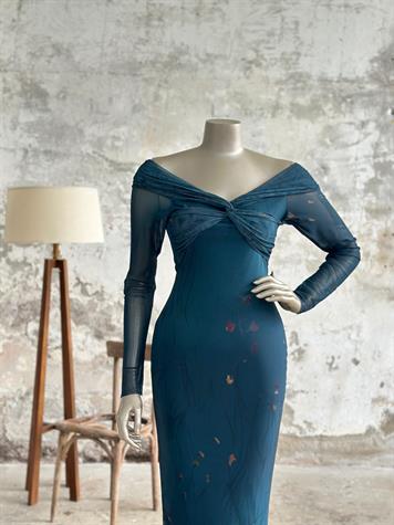 Madonna Yaka Tül Elbise (Zümrüt Yeşili) 