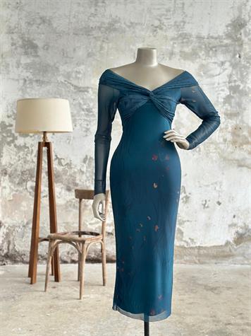 Madonna Yaka Tül Elbise (Zümrüt Yeşili) 