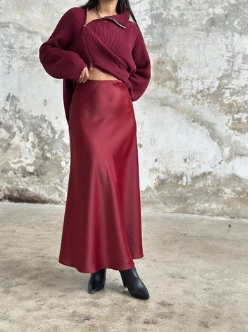 Maxi Boy Saten Etek (Bordo)