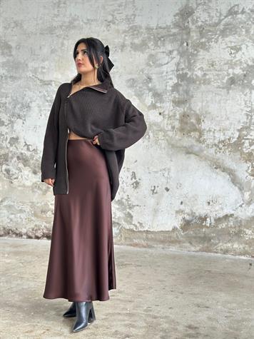 Maxi Boy Saten Etek (Kahve)