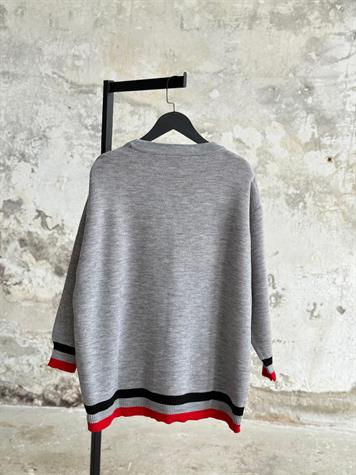 Mickey Mouse Baskılı Oversize Kazak (Gri)