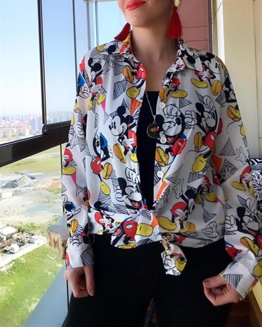 Mickey Mouse Şifon Kumaş Gömlek