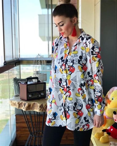 Mickey Mouse Şifon Kumaş Gömlek