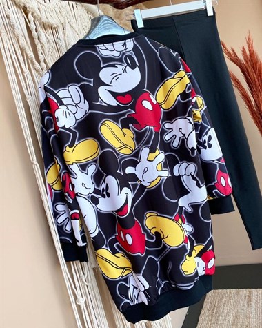 Mickey Mouse Uzun Sweat (SİYAH & BEYAZ )