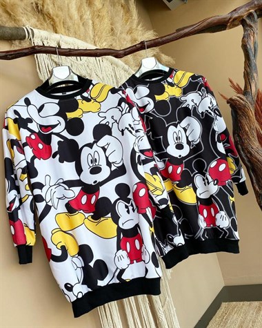 Mickey Mouse Uzun Sweat (SİYAH & BEYAZ )