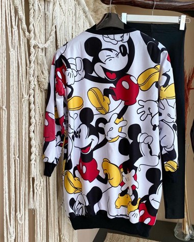 Mickey Mouse Uzun Sweat (SİYAH & BEYAZ )