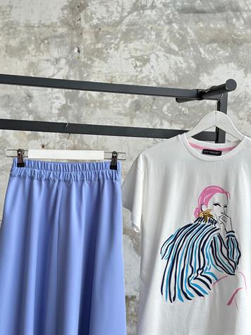 Midi Boy Lastik Belli Etek (Bebe Mavisi)