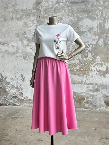 Midi Boy Lastik Belli Etek (Pembe)
