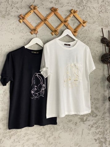 Minimal Baskılı Çizim (Ekru)