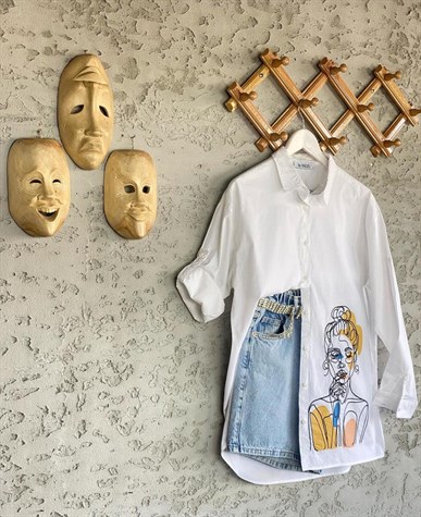 Minimalist Kız Detay Gömlek (Beyaz)