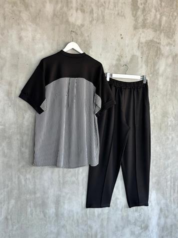 Modal Kumaş Sweat Gömlekli Şalvar Model Takım (Siyah)