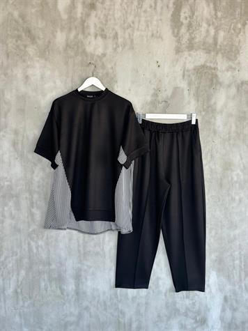 Modal Kumaş Sweat Gömlekli Şalvar Model Takım (Siyah)