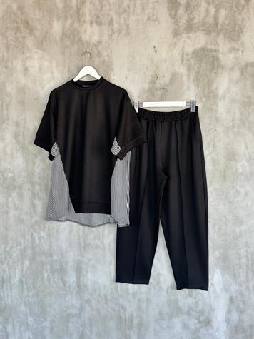 Modal Kumaş Sweat Gömlekli Şalvar Model Takım (Siyah)
