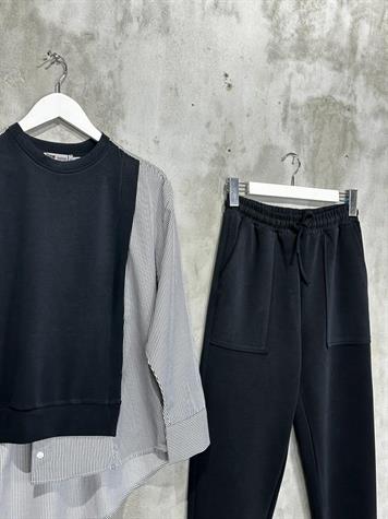 Modal Kumaş Sweat Gömlekli Takım (Koyu Antrasit)