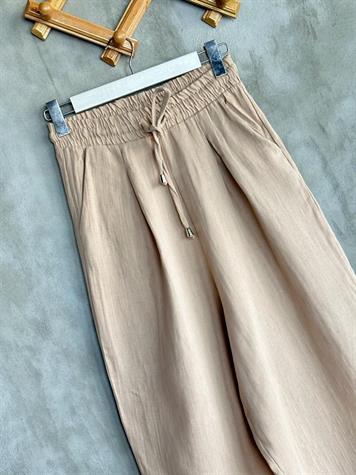 Müslin Kumaş Şalvar Pantolon (Bej)