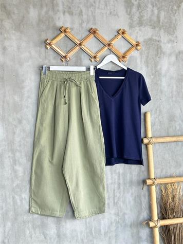 Müslin Kumaş Şalvar Pantolon (Mint)
