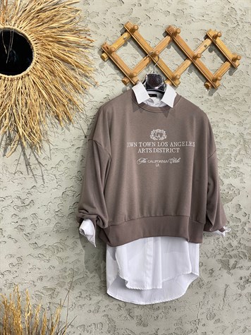 Nakışlı Salaş Sweat (Kahve)