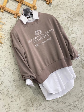 Nakışlı Salaş Sweat (Kahve)
