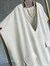 Naturel Keten V Yaka Cepli Oversize Bluz (Naturel)