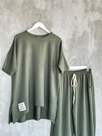 Neon Arma Detaylı Oversize Takım (Haki)