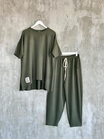 Neon Arma Detaylı Oversize Takım (Haki)