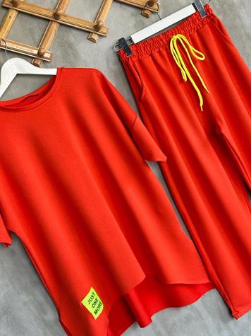 Neon Arma Detaylı Oversize Takım (Oranj)