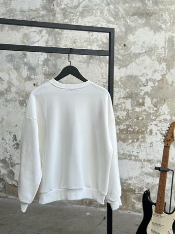 New York Yazı Baskılı Sweat (Beyaz)