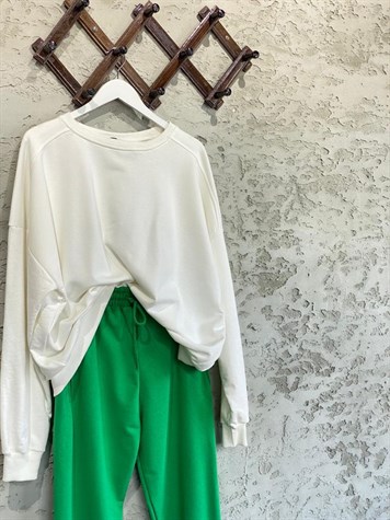 Omuz Detaylı Salaş Sweat (Ekru)