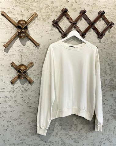Omuz Detaylı Salaş Sweat (Ekru)
